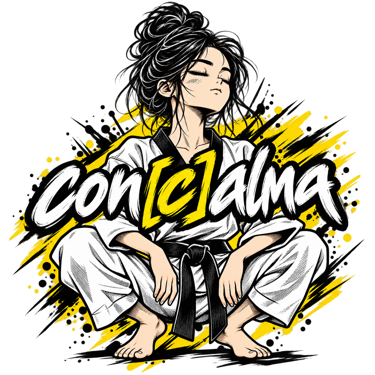 Ilustración DVILVN Con [C]alma: atleta de taekwondo en postura de meditación